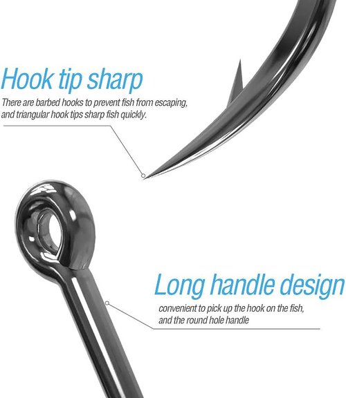 DONQL Fishing Hooks - 600Pcs Barbed Single Carp Hooks Kit for Freshwater & Saltwater Fishing