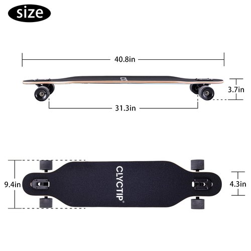 CLYCTIP 41 Inch Longboard Skateboard,9-Ply Maple,ABEC-11 Bearings,Complete Skateboard for Cruising, Carving, Downhill and Free-Style (SKY-01)