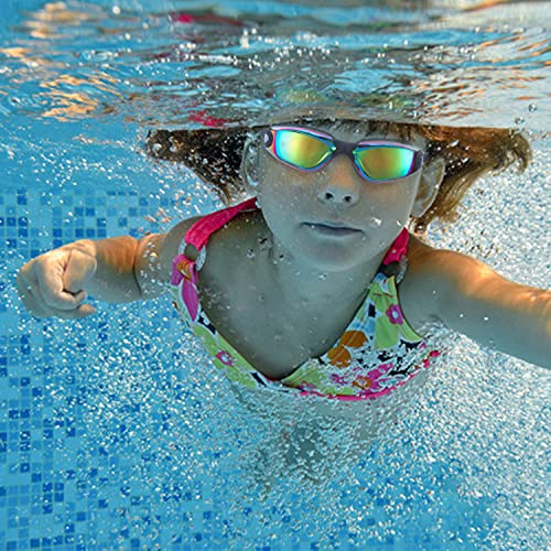 Kids Swim Goggles UV Protection Anti-Fog No Leaking 4 Pack - Black, Purple, Electroplated Variations