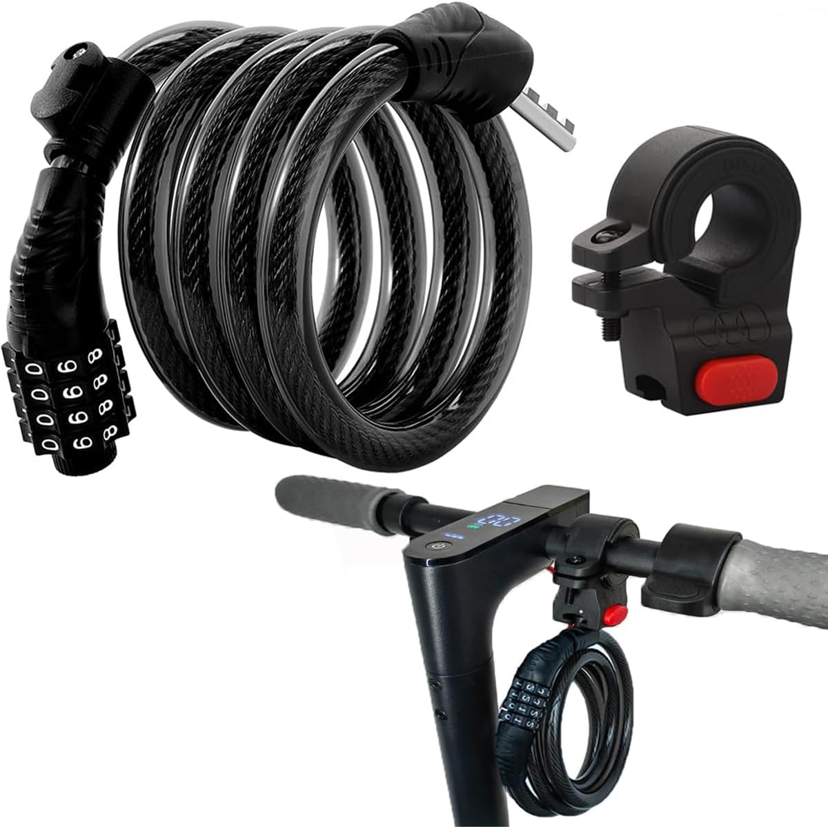 Skiennix E-Scooter Lock - 4 Ft Long Combination Cable Lock for Xiaomi M365/Max/Ninebot | Anti-Theft Security