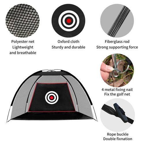 ASENVER Black Golf Practice Net Set - 6.6x4.4 FT with Hitting Mat, Target Cloth and Carrying Bag