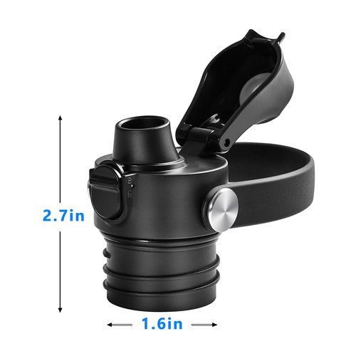 XACIOA Flip Lid for Hydroflask Standard Mouth, Replacement for Hydro Flask Lid, Spout Cap for Narrow Mouth Water Bottle for Simple Modern Iron Flask Accessories, BPA Free, Black - Black