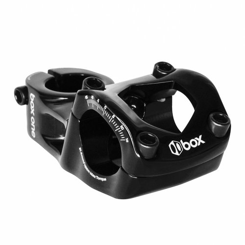 Box One Oversized 31.8 x 1-1/8" Top Load BMX Bike Stem 48mm, 6061-T6 Cold-Forged Aluminum, Chromoly Bolts, Easy Handlebar Installation, ±5° Rise, Blue