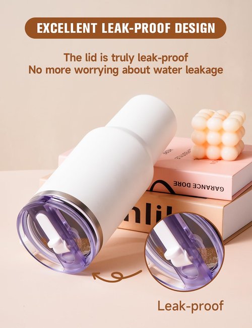 2 Pack Detachable ProTour Lid with Stanley, for Stanley Lids 40 oz Leakproof, 40oz Flip Straw Lid for Stanley, for Stanley No Spill 40 oz Tumbler Lids, Cup Accessories for Stanley (Clear and white)