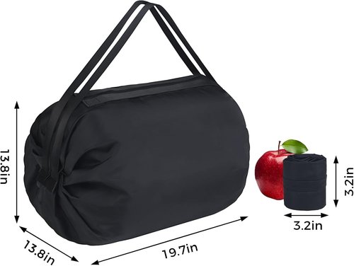 Aosbos Duffle Bag - Foldable Travel Backpack for Men & Women | Large Packable Weekender in Classic Black