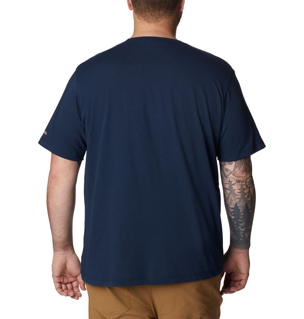 Columbia Men's Thistletown Hills Graphic Short Sleeve, Collegiate Navy HTHR/Wanderland Graphic, 2X Tall