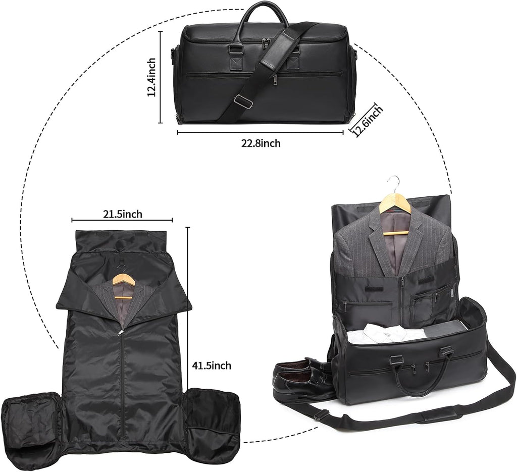Seyfocnia Carry-On Garment Bag - Convertible Travel Suitcase for Men & Women | Black 2-in-1 Design