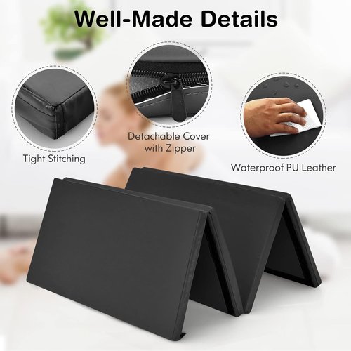 GYMAX Gymnastics Mat - 4FT x 8FT x 2In Folding Exercise Mat with Carry Handles & Waterproof Cover | Ideal for Yoga & Martial Arts