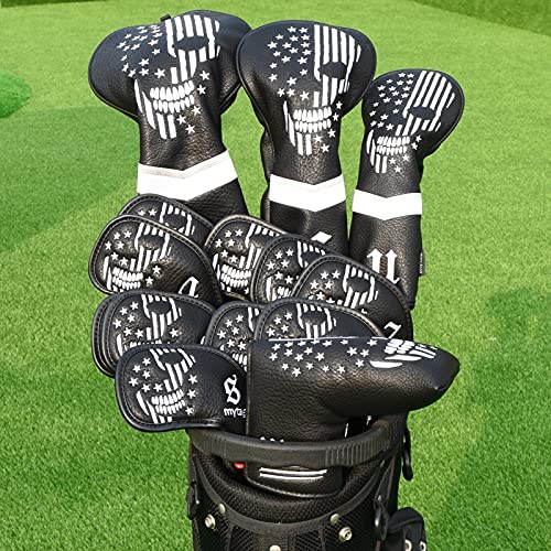 Skeleton Golf Head Covers Set - Black Synthetic Leather, Fairway Cover