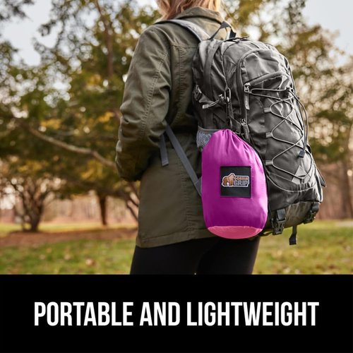 GORILLA GRIP Durable Camping Hammock with Heavy Duty Tree Straps, Portable Hammocks for Outside, Easy to Use Travel Swing Chair, Outdoor Camper Hiker Essentials, Backpacking Gear Gifts, Double, Purple