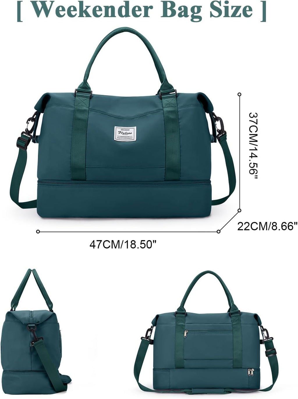 Skiennix Travel Duffel Bag - Stylish Carry-On with Shoes Compartment | Perfect for Weekend Getaways 18x14x8