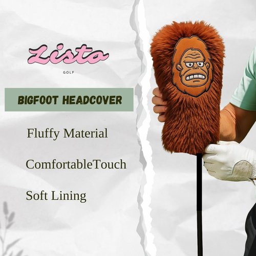 Bigfoot Golf Driver Headcover – Fluffy Brown Sasquatch Club Cover – Fits 460cc Drivers – Funny & Unique Golf Gift for Men – Animal Headcover – Premium Plush Head Cover for Golf Bag Protection