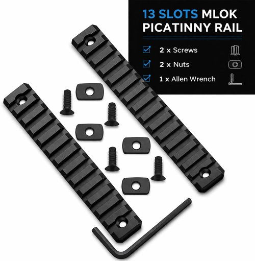 Gotical 13 Slots M Lok Handguard Rail - Durable Picatinny Rail Set of 2 Pieces