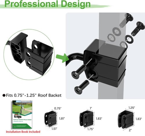 10L0L Golf Cart Phone Holder iPhone Caddy Mount Fits Yamaha EZGO TXT RXV Club Car w/ 0.75"-1.25" Square Tube Stand Bracket