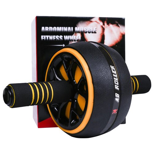 Dalekana AB Wheel Roller, Exercise Abdominal Wheel Fitness for Gym & Home, Work-out Strength-Training Equipment with Knee Pad, 12"W, Yellow