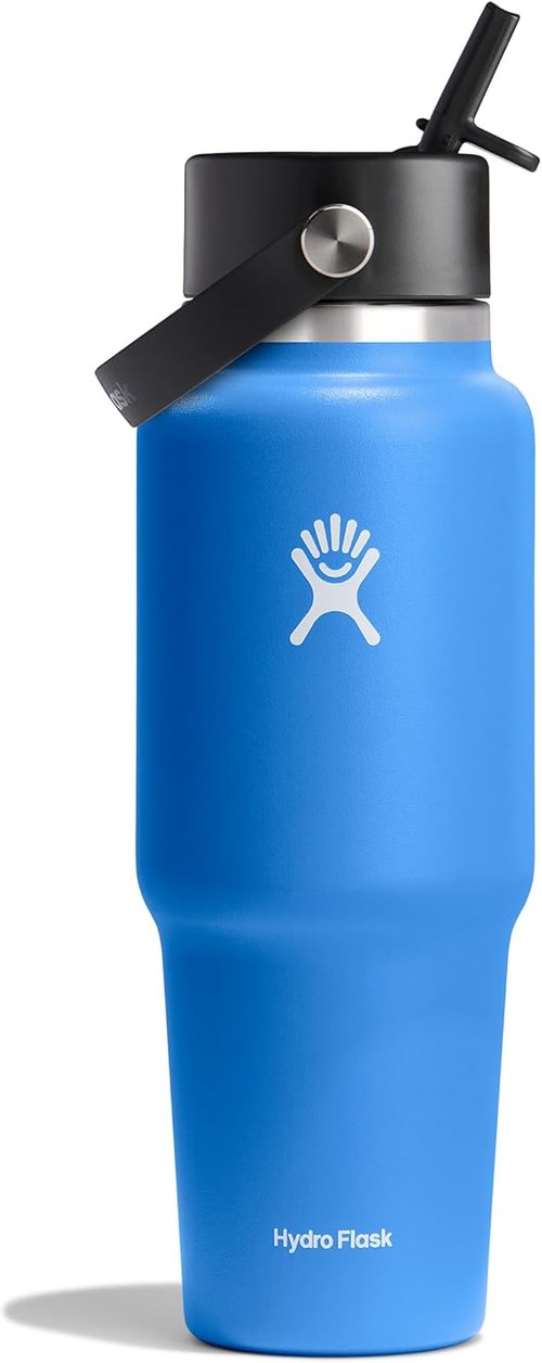 Hydro Flask Travel Water Bottle - Insulated Stainless Steel, Leakproof Design - 32 Oz Cascade Blue