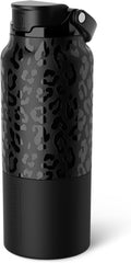 BrüMate Rise 35oz Insulated Water Bottle - 100% Leakproof Silicone Straw | BPA-Free Onyx Leopard