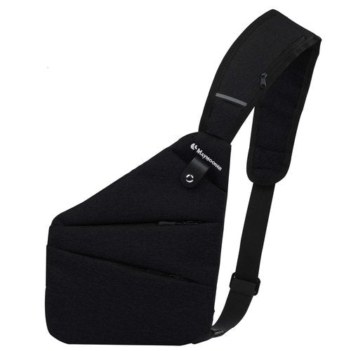 Men Anti Theft Crossbody Bag Women One Strap Casual Sling Chest Bags Slim Shoulder Bag Travel Sport Biking Walking Trip Hiking Fits Up to 7.9 inch iPad Mini (Black)