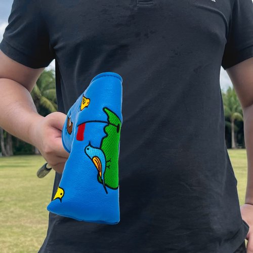 Barudan Golf Birdie&Green Golf Putter Cover Headcover Magnetic Blue PU Leather Made Golf Headcovers for Putters