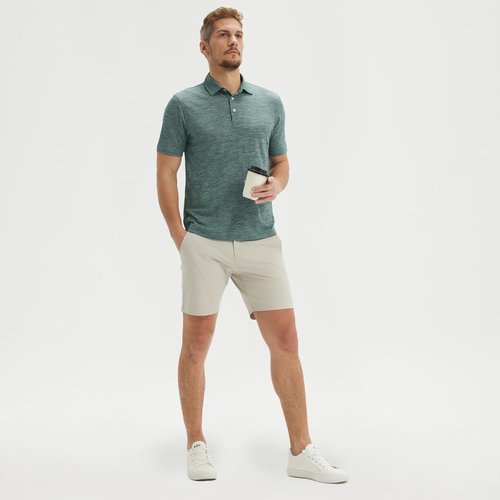 M MAELREG Golf Polo Shirts for Men - Moisture-Wicking, Lightweight Jacquard, 3-Button Design