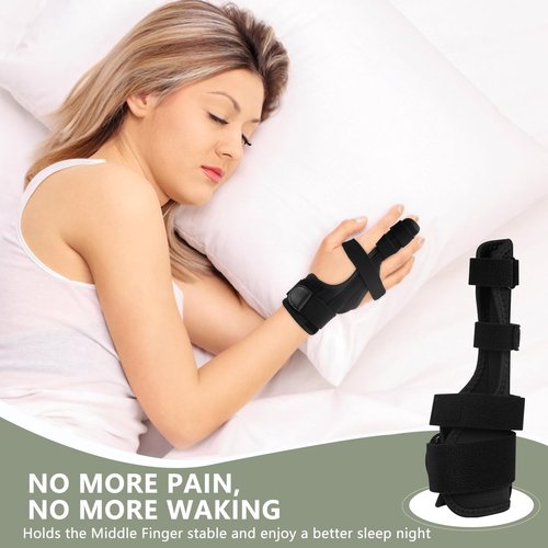 EDNYZAKRN Finger Splint for Middle Finger, Trigger Finger Splint Wrist Support Brace, Straightening Immobilizer -Adjustable Removable straps for Left or Right Hand