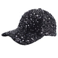 Awlsyj Women's Girls Sequin Baseball Cap Trucker Hat Sun Hat Golf Visor Sparkly Bling 80s Party Hat (Black, One Size)