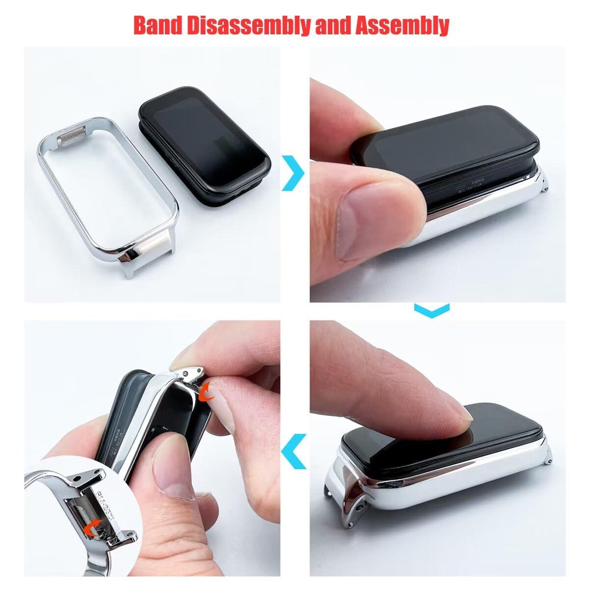 T-BLUER Compatible with Xiaomi Redmi Band 2 Bands,Leather Replacement Bracelet Strap Wristband Accessories with Metal Frame for Xiaomi Smart Band 8 Active,Grey
