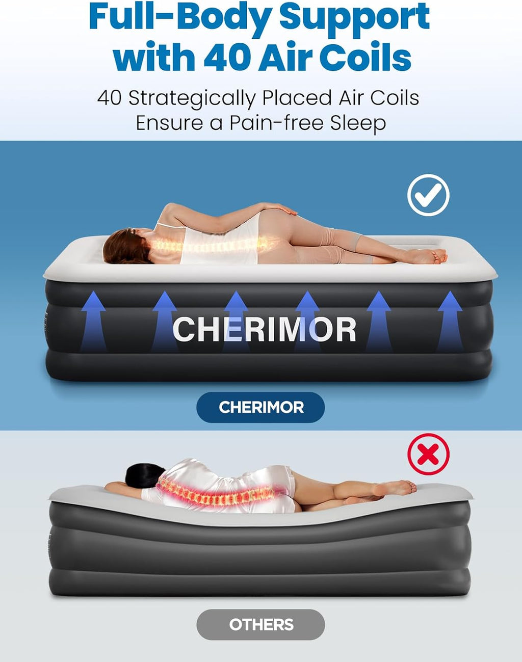 Queen Air Mattress - Built-In Pump & 18" Raised Comfort | Leak-Proof Design Supports 800 lbs
