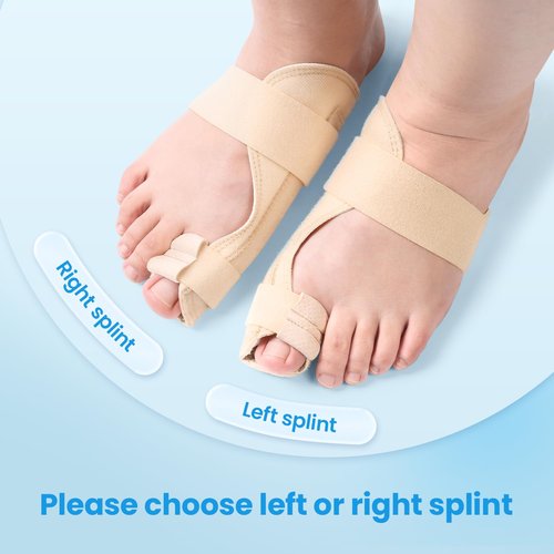 Big Toe Splint for Women & Men, Broken Big Toe Support Brace for Fracture Fixation,Sports Sprains,Injuries, Adjustable Big Toe Protector with 2 Stainless Steel Plates for Day & Night - Right（Beige）