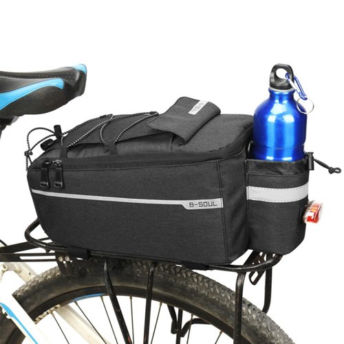 ZTZ Bike Rack Bag, Bicycle Rear Rack Storage Luggage, 8L Insulated Trunk Bag, Waterproof with Reflective Stripes (Black)