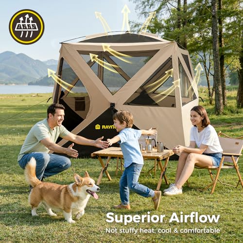 Raynesys 4 Person Waterproof Pop-Up Camping Tent with Quick Setup