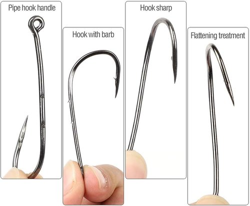 DONQL Fishing Hooks - 600Pcs Barbed Single Carp Hooks Kit for Freshwater & Saltwater Fishing