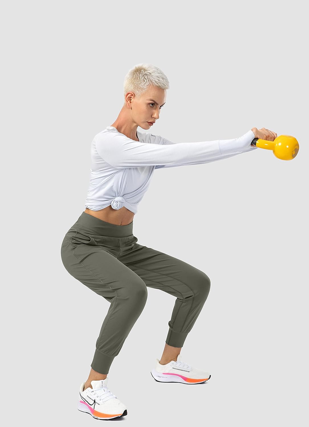 Soothfeel Women's Joggers with Zipper Pockets Petite/Regular/Tall High Waisted Athletic Workout Yoga Pants Joggers for Women