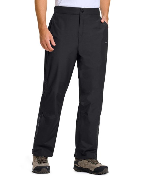 33,000ft Men's Rain Pants Full Zip Waterproof Pants Breathable Rain Over Trousers for Outdoor Hiking Golf Work Black