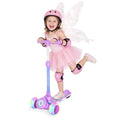 Nattork Kids Scooter with Light Up Wheels, Deck and Headlight, Wide Anti-Slip Deck and T-bar Handle with Rear Foot Brake, Adjustable Height 3 Wheel Scooter for Kids Ages 3+ and up to 220Lbs- Purple