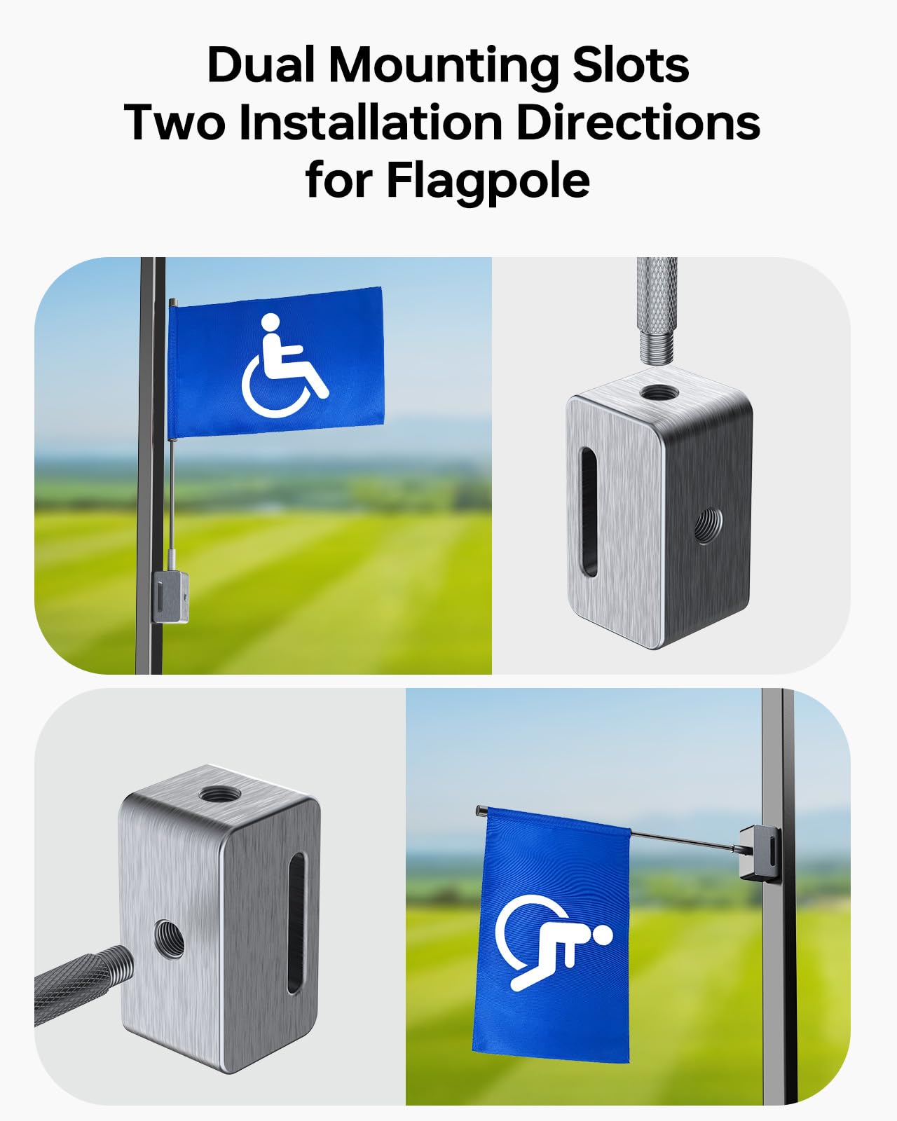 SITIZ Magnetic Golf Cart Flag, Aluminum Alloy Base,9 x 6" Handicap Flag with Dual Mounting Positions, Stable Installation Golf Pin Flag, Golf Gifts