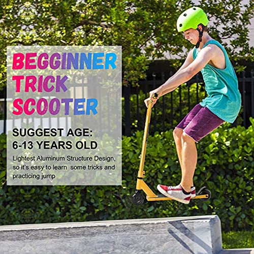 VOKUL Gold Pro Kids Scooter for Boys & Girls - Freestyle Stunt & Tricks, Lightweight Entry-Level Skateboard, Age 7-14