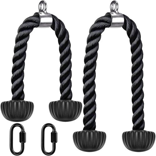 Kipika Tricep Rope - Heavy Duty Nylon Cable Machine Attachment with Soft Rubber Ends | Gym Pull Down Rope