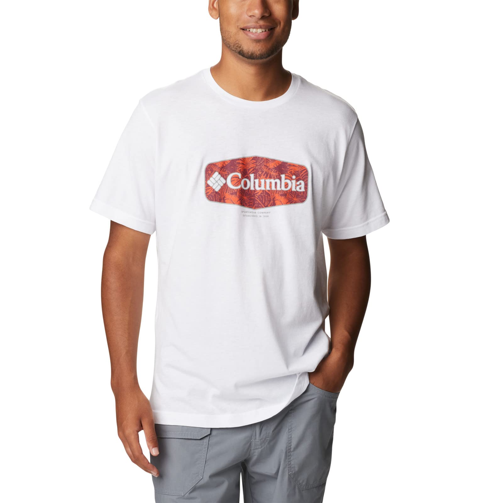 Columbia Men's Thistletown Hills Graphic Short Sleeve, White/Wanderland Graphic, X-Large