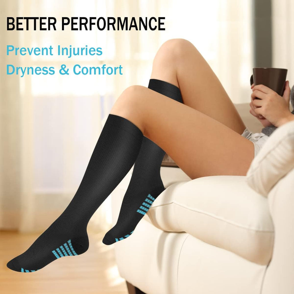 SunFeeling Compression Socks - 6 Pairs for Enhanced Circulation | Ideal Support for Nurses & Athletes