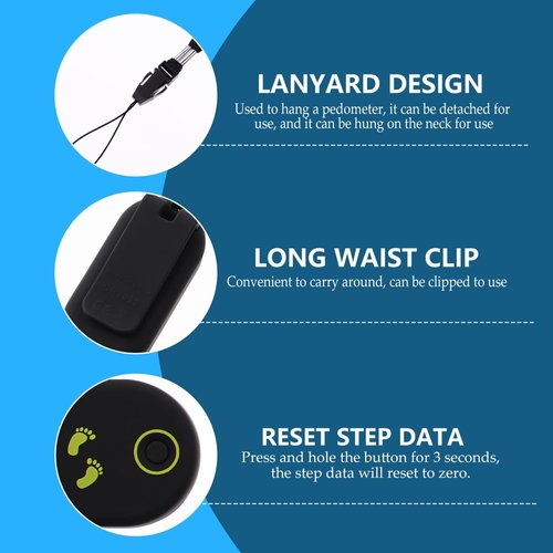 POPETPOP 3D Digital Pedometer for Walking with Removable Clip Lanyard, Step Counter for Walking Clip On with Reset Button, Simple Accurate for Men Women Kids Seniors