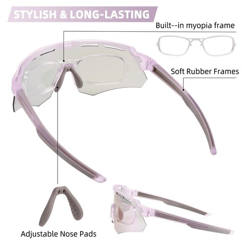 ROCKBROS Photochromic Cycling Glasses for Men Running Glasses for Women Mountain Bike Sunglasses