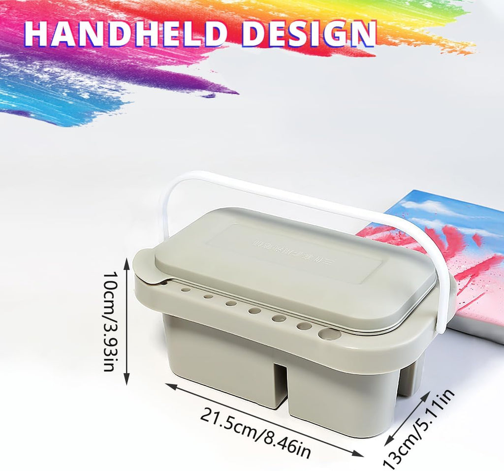 ZLY Paint Brush Cleaner Basin Set - 10 PCS Paint Brushes & Organizer for Acrylic & Watercolor (Gray)