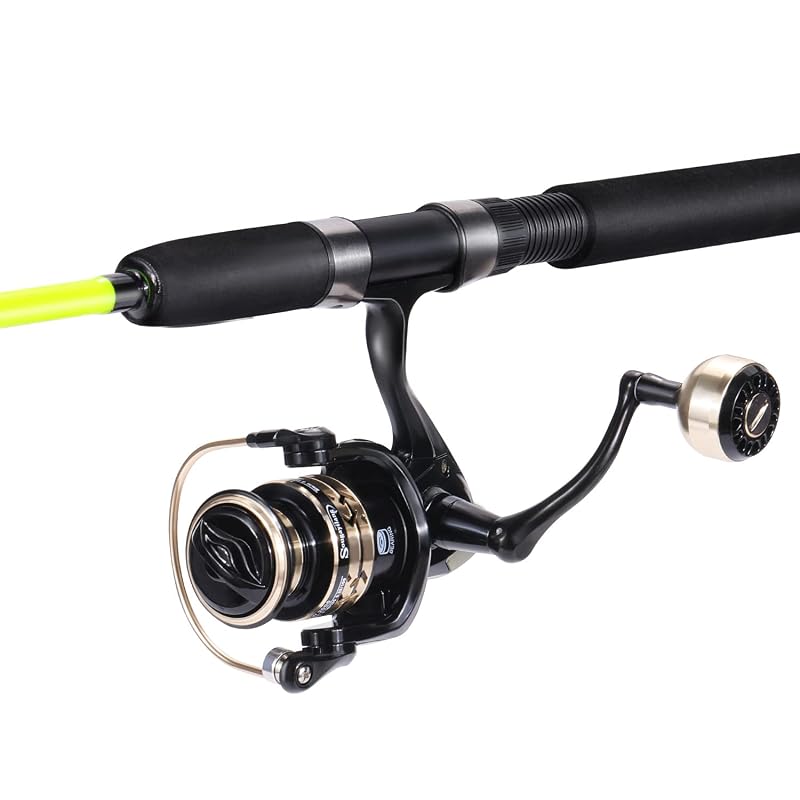 Catfish Fishing Rod and Reel Combo, 2-Piece Spinning Combo, Graphite & Glass Blanks, Yellow 6.9ft MH 3000 Reel