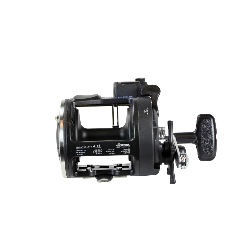 Okuma Magda Pro Line Counter Levelwind Trolling Reel, Small, Black/Silver, MA-20DX