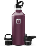 IRON °FLASK Camping & Hiking Hydration Flask with Straw, BPA-Free Insulated Stainless Steel Sports Water Bottle - 32 oz Burgundy