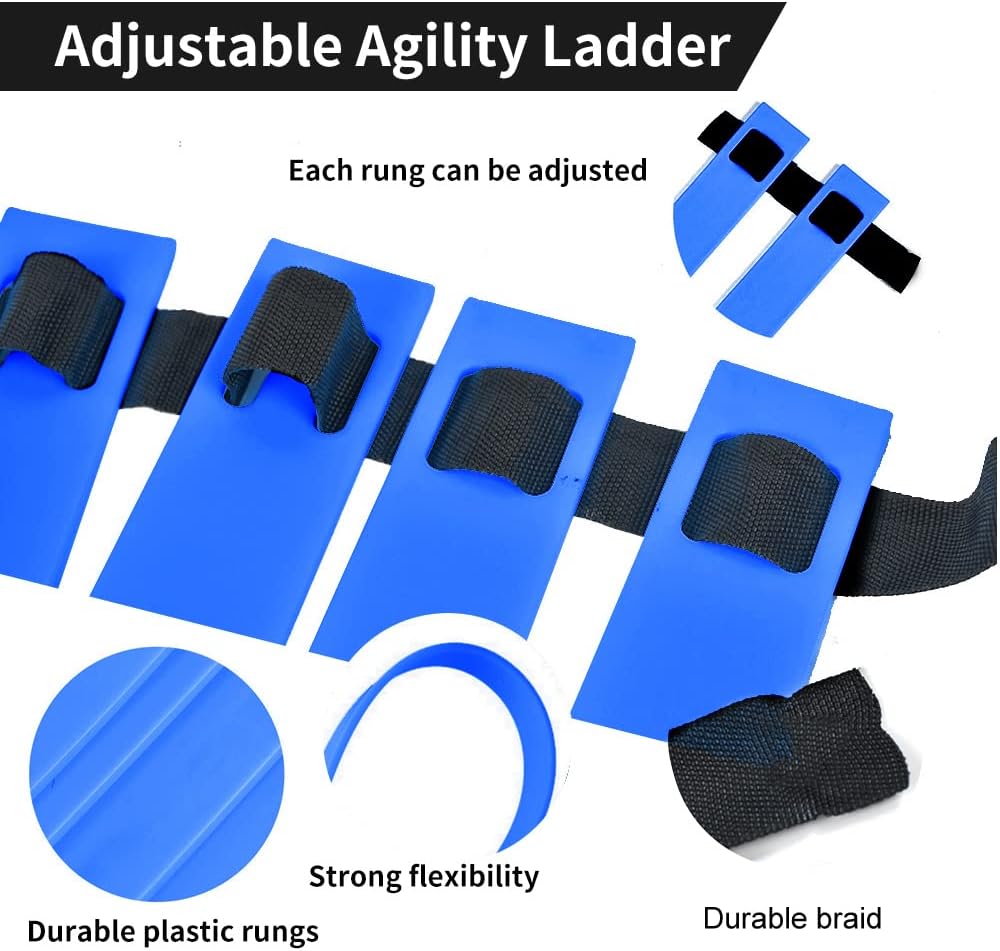 TNZMART Agility Ladder Set - Adjustable Rungs with 10 Plastic Training Cones for Enhanced Performance