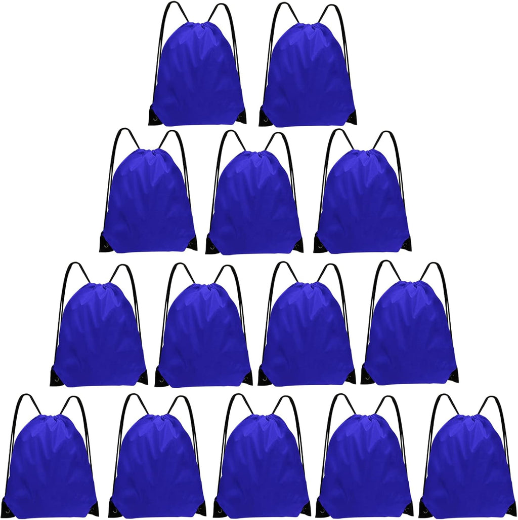 Skiennix Drawstring Bags - 14 Pcs Bulk Cinch Backpack Set for Men & Women | Navy Blue