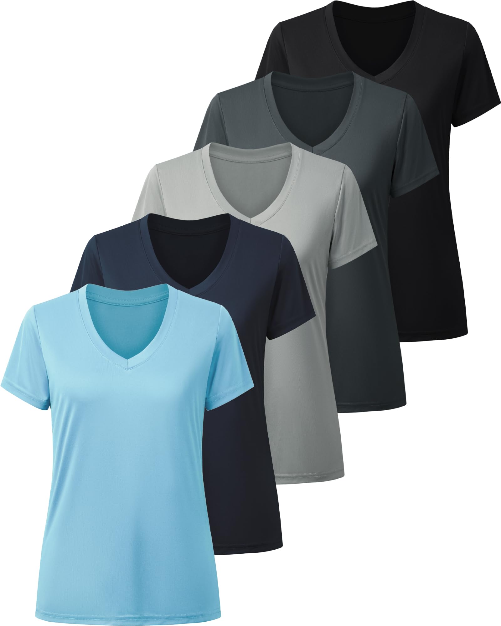 Workout Shirts for Women, Moisture Wicking Quick Dry Active Athletic Women's Gym Performance T Shirts Large