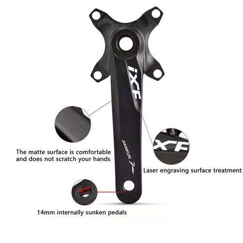 Andeshunk 32T Black Mountain Bike 170mm Crankset with 32T Aluminum Alloy MTB Bicycle Crank Narrow Wide CNC Round Chainring Bolts Fit for Road Bike Cycling Crank